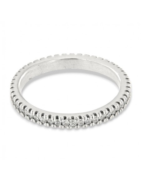 Anello Argento Rodiato Eternity Zirconi Bianchi 1MM [fefa9f84]