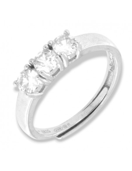 Anello Argento Rodiato Trilogy Zirconi Bianchi 4MM [83607b4a]
