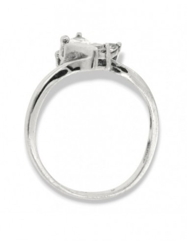 Anello Argento Rodiato Zirconi Navette Tondo [bcc2b282]