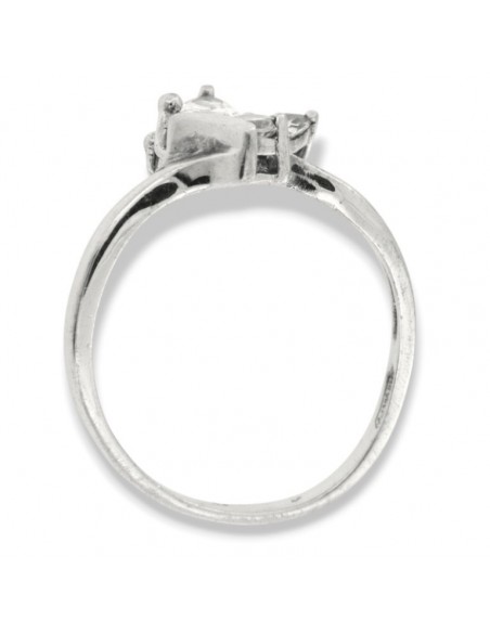 Anello Argento Rodiato Zirconi Navette Tondo [bcc2b282]