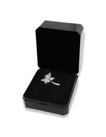 Anello Argento Rodiato Zirconi Navette Tondo [d2f9308b]
