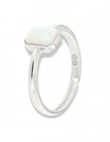 Anello Argento Rodiato Opale Bianco [359e179d]