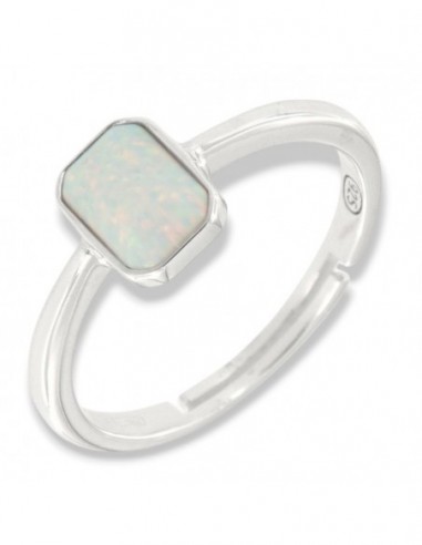 Anello Argento Rodiato Opale Bianco [65716289]