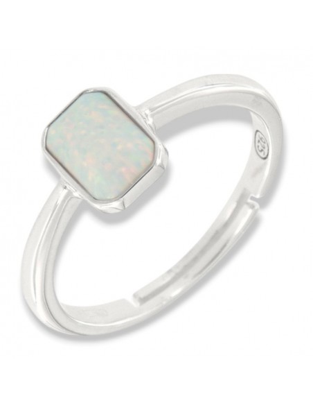 Anello Argento Rodiato Opale Bianco [65716289]
