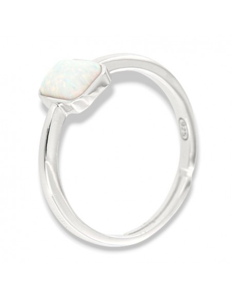 Anello Argento Rodiato Opale Bianco [60212597]