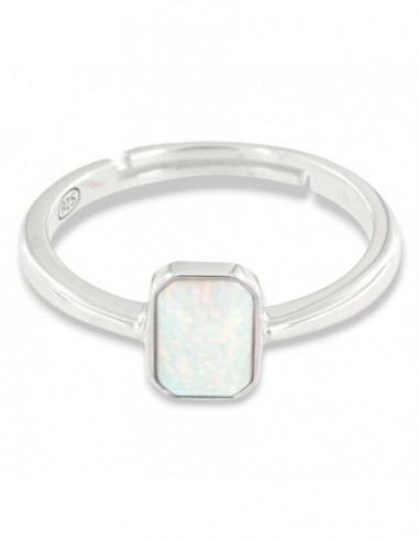 Anello Argento Rodiato Opale Bianco [0e1aa79e]