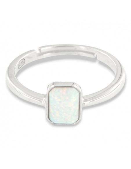 Anello Argento Rodiato Opale Bianco [0e1aa79e]