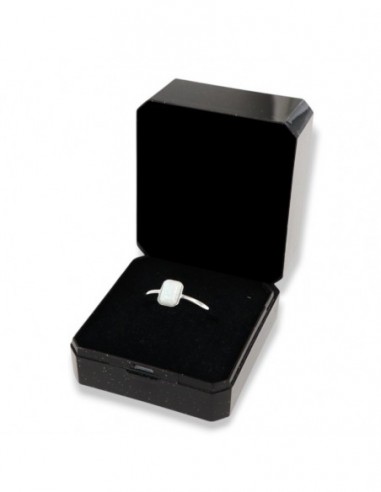 Anello Argento Rodiato Opale Bianco [b907669a]