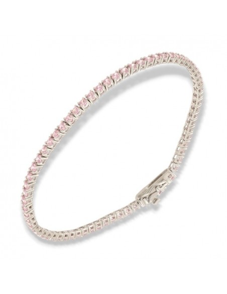 Bracciale Argento Tennis Zirconi Rosa 2MM 18CM [ba76bd59]