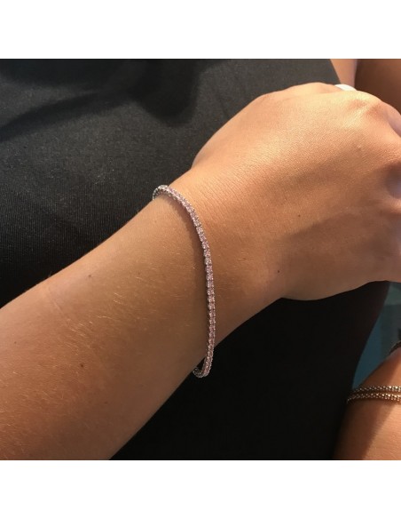 Bracciale Argento Tennis Zirconi Rosa 2MM 18CM [7779673d]