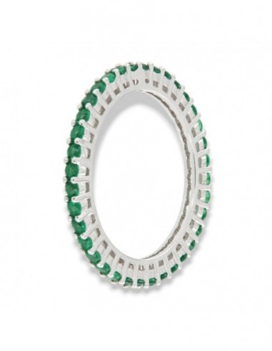 Anello Argento Rodiato Eternity Zirconi Verdi 2MM [47be0f91]