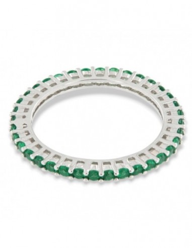Anello Argento Rodiato Eternity Zirconi Verdi 2MM [3d4ea01b]