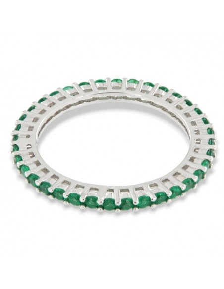 Anello Argento Rodiato Eternity Zirconi Verdi 2MM [3d4ea01b]