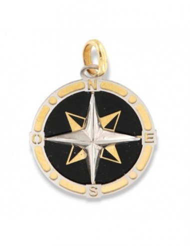 Ciondolo Oro Bianco E Oro Giallo Rosa Dei Venti Nera [ec6eefa4]