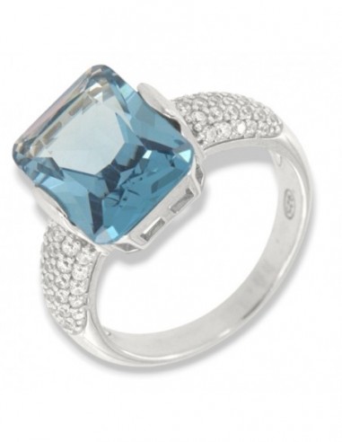 Anello Argento Rodiato Zircone Celeste 14x10MM [c7d58cb6]