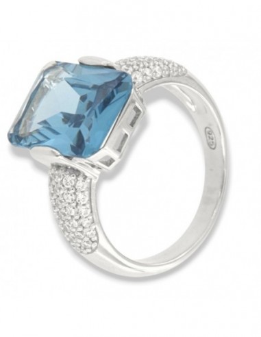 Anello Argento Rodiato Zircone Celeste 14x10MM [c285cba8]