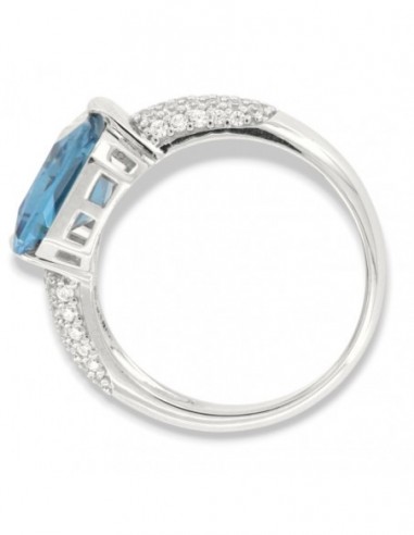 Anello Argento Rodiato Zircone Celeste 14x10MM [75980aac]