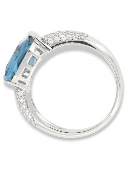 Anello Argento Rodiato Zircone Celeste 14x10MM [75980aac]