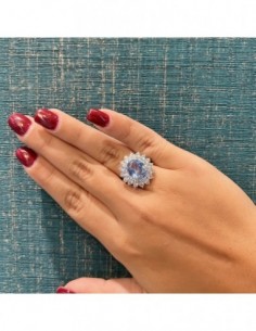 Anello Argento Rodiato Principessa Celeste 12X10MM [759f7411] 2