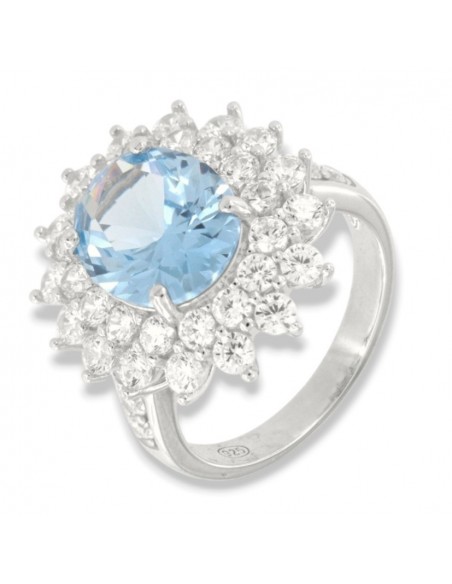 Anello Argento Rodiato Principessa Celeste 12X10MM [482b2464]