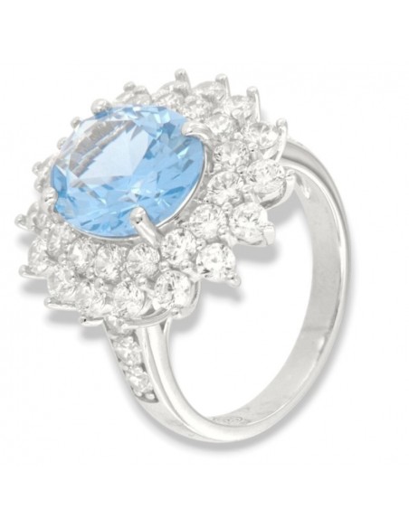 Anello Argento Rodiato Principessa Celeste 12X10MM [4d7b637a]