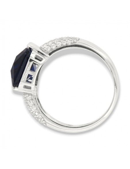 Anello Argento Rodiato Zircone Blu 14x10MM [61781878]