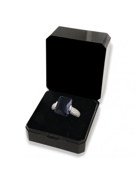 Anello Argento Rodiato Zircone Blu 14x10MM [0f439a71]