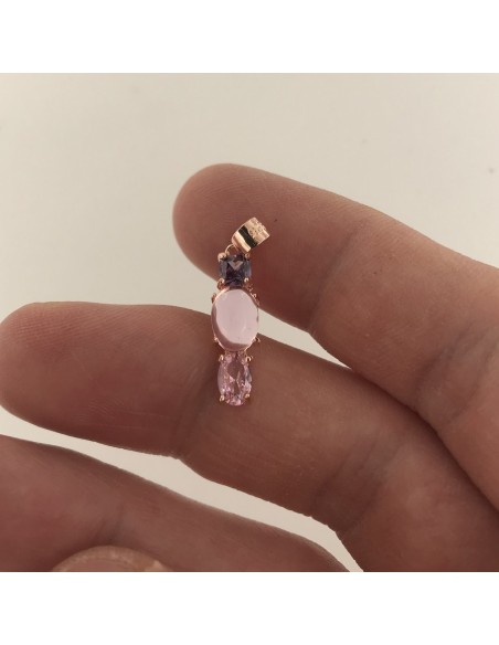 Ciondolo Argento Rosato Punto Luce Pietre Rosa [2ee7896c]