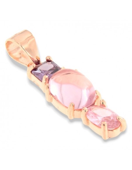 Ciondolo Argento Rosato Punto Luce Pietre Rosa [99fa4868]
