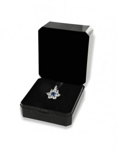 Ciondolo Argento Rodiato Principessa Fiore Zircone Blu Centrale [d0856ba9]