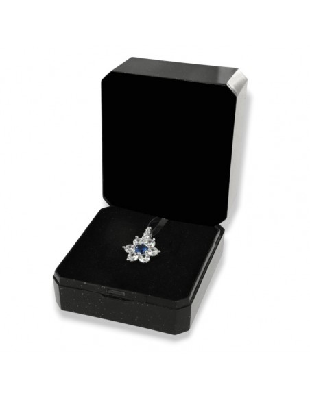 Ciondolo Argento Rodiato Principessa Fiore Zircone Blu Centrale [d0856ba9]
