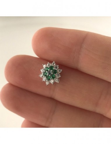 Ciondolo Argento Rodiato Fiore Zirconi Verdi Bianchi [db8c9db4]