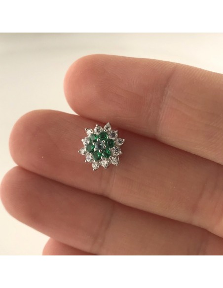 Ciondolo Argento Rodiato Fiore Zirconi Verdi Bianchi [db8c9db4]