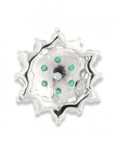 Ciondolo Argento Rodiato Fiore Zirconi Verdi Bianchi [69c11bae]