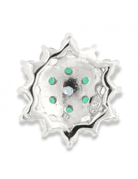 Ciondolo Argento Rodiato Fiore Zirconi Verdi Bianchi [69c11bae]