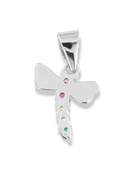 Ciondolo Argento Rodiato Libellula Zirconi Colorati [f6c165d1]