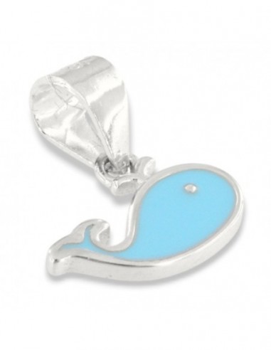 Ciondolo Argento Rodiato Balena Celeste Smaltata [d984ca3f]