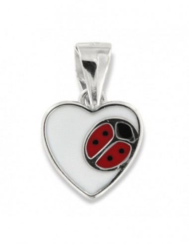 Ciondolo Argento Rodiato Cuore Coccinella [adcc3168]