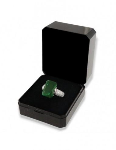 Anello Argento Rodiato Zircone Verde 14x10MM [86e5ccc2]