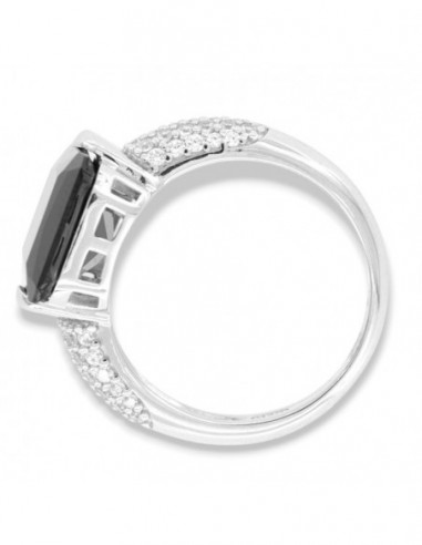 Anello Argento Rodiato Zircone Nero 14x10MM [514eada5]