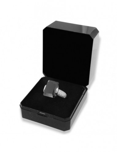 Anello Argento Rodiato Zircone Nero 14x10MM [3f752fac]