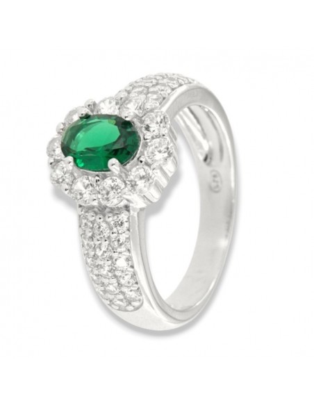 Anello Argento Rodiato Principessa Verde 7x5MM [ac0e2add]