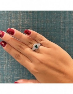 Anello Argento Rodiato Principessa Verde 7x5MM [ac0e2add] 2