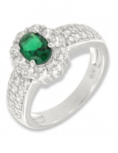Anello Argento Rodiato Principessa Verde 7x5MM [6af642bd]