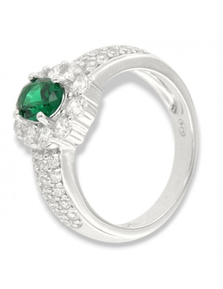 Anello Argento Rodiato Principessa Verde 7x5MM [6fa605a3]