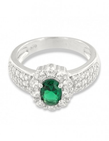 Anello Argento Rodiato Principessa Verde 7x5MM [019d87aa]