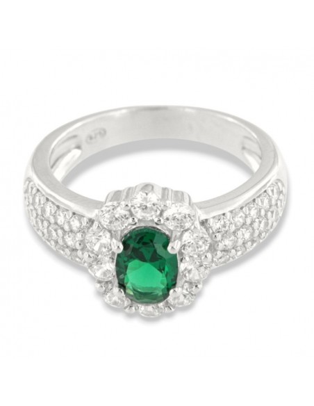 Anello Argento Rodiato Principessa Verde 7x5MM [019d87aa]