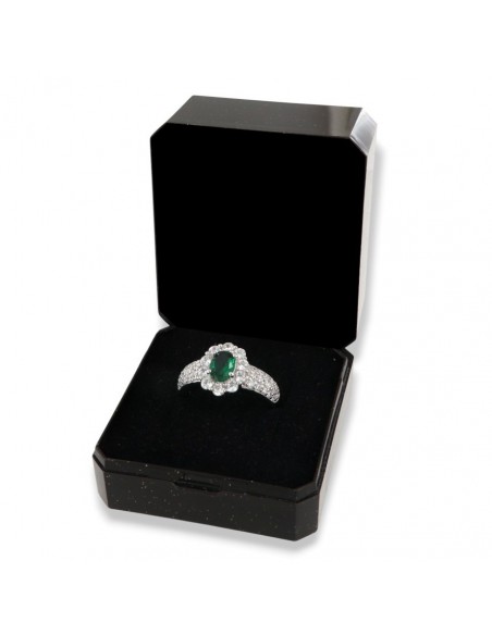 Anello Argento Rodiato Principessa Verde 7x5MM [b68046ae]