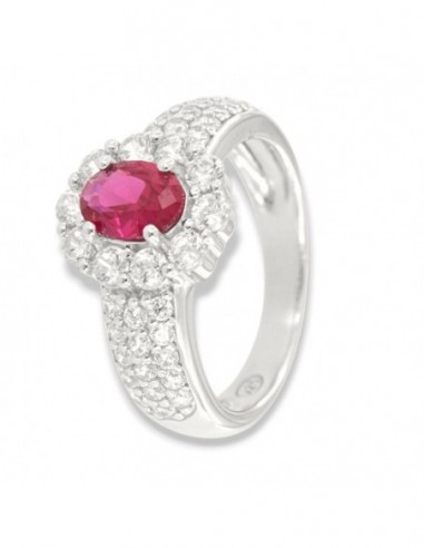 Anello Argento Rodiato Principessa Rossa 7x5MM [1b13ebd9]