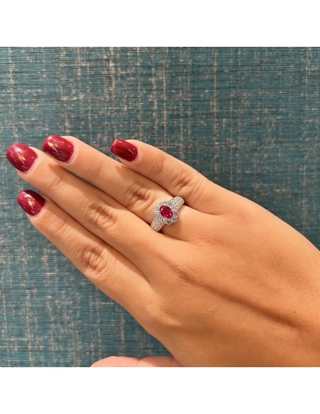 Anello Argento Rodiato Principessa Rossa 7x5MM [5a475bb8]